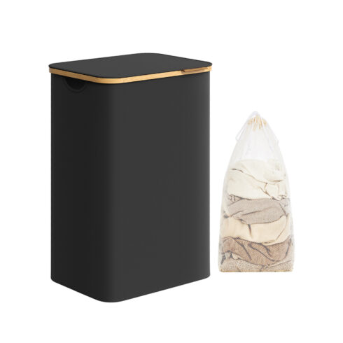 90 litrų skalbinių krepšys su nuimamu skalbinių maišu rašalas juodas