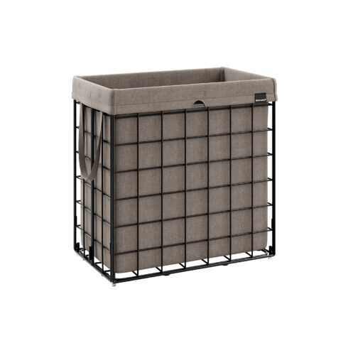 Skalbinių krepšys 110 L sulankstomas metalinis vielinis rėmas juodai-kamštinis rudas